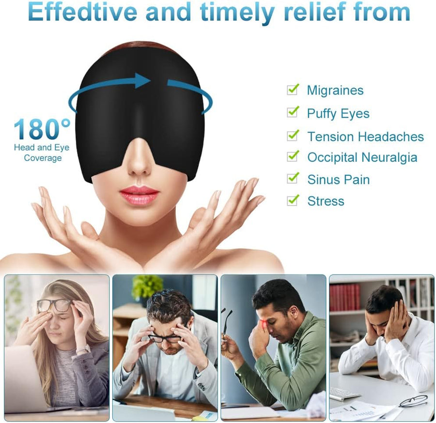 Migraine Gel Capsule, 180° Cold Migraine Reusable Warm Pack, Black Pink