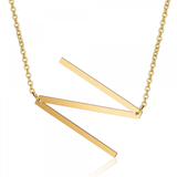 Sideways Block Initial Letter Pendant Necklace for Women ---