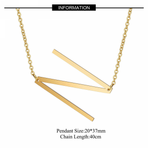 Sideways Block Initial Letter Pendant Necklace for Women ---