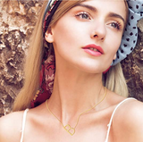 Sideways Block Initial Letter Pendant Necklace for Women --- - Side View