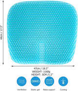 Gel Seat Cushion for Long-Term Sitting, Gel Cushions for Pressure Relief, Double Thick Gel Cushion for Sitting, Seat Cushions for Office Chairs with - Front View