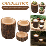 Wooden Candle Holder Rustic For Home Wedding Creative Decoration Comb - Front View