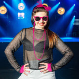 Women's 80s Neon Accessories Dance Hen Party Masquerade Retro Rose Red Rose Red - Top-Down View