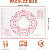 Non-stick rolling pin, 70×50cm silicone rolling pin, non-slip silicone baking mat, food plate, cake mat, cake mat, cake/pizza mat 70*50CM - red - Front View