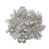 50g/lot Mixed Metal Flower Petals Filigree Wraps Clutches White