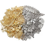 50g/lot Mixed Metal Flower Petals Filigree Wraps Clutches White - Front View