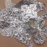 50g/lot Mixed Metal Flower Petals Filigree Wraps Clutches White - Top-Down View