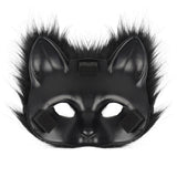 Halloween costume simulation fox mask gloves plush fox tail handmade animal tail cosplay props accessories Red, brown and white three-piece set One Size