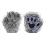 Halloween costume simulation fox mask gloves plush fox tail handmade animal tail cosplay props accessories Red, brown and white three-piece set One Size - Top-Down View