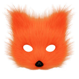 Halloween costume simulation fox mask gloves plush fox tail handmade animal tail cosplay props accessories Red, brown and white three-piece set One Size - Close-Up Angle