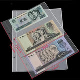 10 pcs/1 pc 3-compartment loose leaf banknote album page collector holder 1pc 3-slot 80x177mm - Top-Down View