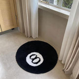 Black Carpet, Billiard Ball Mat, 8-Ball Soft & Fluffy Black Carpet Bedroom Decoration, Black Circle Carpet for Living Room Home Decor 80*80 - Front View
