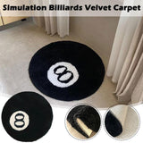 Black Carpet, Billiard Ball Mat, 8-Ball Soft & Fluffy Black Carpet Bedroom Decoration, Black Circle Carpet for Living Room Home Decor 80*80 - Side View