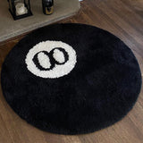 Black Carpet, Billiard Ball Mat, 8-Ball Soft & Fluffy Black Carpet Bedroom Decoration, Black Circle Carpet for Living Room Home Decor 80*80 - 45-Degree Angle