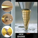 Step Drills Double Groove Countersink Drill High Speed Steel Cone Drill for Steel Wood, Plastic, Brass, Aluminum 3 pcs - Side View