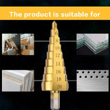 Step Drills Double Groove Countersink Drill High Speed Steel Cone Drill for Steel Wood, Plastic, Brass, Aluminum 3 pcs - Top-Down View