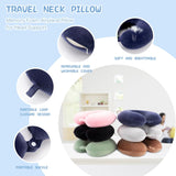 Travel Pillow Neck Pillow Memory Foam Travel Pillows Head Support Pillow for Airplane Train Car Office Travel Essential Flight Pillows for a Long Time Navy Blu Navy Blue One Size - Front View
