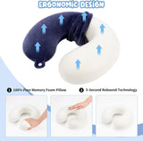 Travel Pillow Neck Pillow Memory Foam Travel Pillows Head Support Pillow for Airplane Train Car Office Travel Essential Flight Pillows for a Long Time Navy Blu Navy Blue One Size