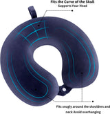 Travel Pillow Neck Pillow Memory Foam Travel Pillows Head Support Pillow for Airplane Train Car Office Travel Essential Flight Pillows for a Long Time Navy Blu Navy Blue One Size - Top-Down View