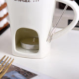 Tealight Fondue Set, Ceramic Melting Pot for Chocolate and Dessert Beige