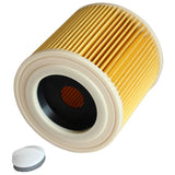 2x Cartridge Filter for Vacuum Cleaner, Compatible with Kärcher WD2 WD3 MV3 MV2 A2004 A2054 A2204 A2656 - Side View