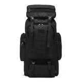 80L Military Tactical Backpack Waterproof Fishing Bag Multifunctional Bag for Adults Outdoor Sports Climbing Camping Black - Front View
