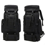 80L Military Tactical Backpack Waterproof Fishing Bag Multifunctional Bag for Adults Outdoor Sports Climbing Camping Black - Side View