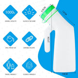 Urinal Bottle for Men, Glow-in-the-Dark 1000ml Pee Bottle for Travel & Incontinence Green - Top-Down View