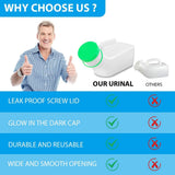 Urinal Bottle for Men, Glow-in-the-Dark 1000ml Pee Bottle for Travel & Incontinence Green - Rear View