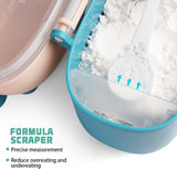 Milk Dispenser Cans, Milk Powder Dosing Box with Spoon, Capacity is about 230g/46 Spoons, Portable Baby Milk Powder Container (Green Calf) Green - Side View