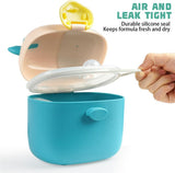 Milk Dispenser Cans, Milk Powder Dosing Box with Spoon, Capacity is about 230g/46 Spoons, Portable Baby Milk Powder Container (Green Calf) Green - 45-Degree Angle