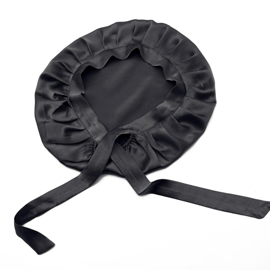 Sleeping Cap in Real Silk - Protects Hair While You Sleep black