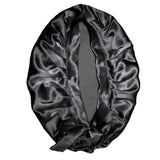 Sleeping Cap in Real Silk - Protects Hair While You Sleep black - Front View