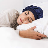 Large Satin Night Cap for Curly Hair, Breathable Silk Sleep Hat for Women and Girls, Gold Gold - 45-Degree Angle