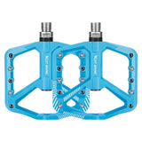pair of wide pedals with non-slip surface and repair function, blue