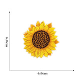 12 Pieces Embroidered Patches Iron-on Fabric Sew-on Patch Floral Pattern Mini Sunflower Embroidered Patches for Clothes Jeans Hat Backpacks - Side View