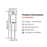10 pcs Halogen Bulbs Capsule Lamps Lamps Lights G4-12V-35W - Side View