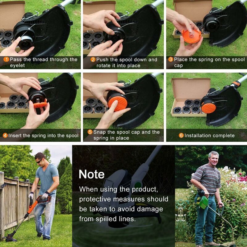 Trimmer Line Spool Pack with 1 Spool Cover and 1 Spring, Trimmer Line Spool for Black and Decker Trimmers