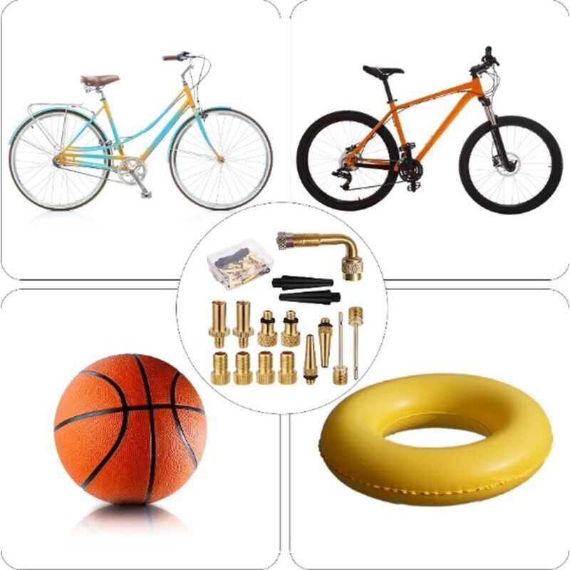 15 pcs Bicycle Valve Adapter Set Reducing Nozzles Tire Pump Adapter Set Ball Pump Needle Universal.