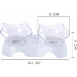 Double Cat Bowls, Orthopedic Pet Bowl Anti-vomiting, Cat Food Bowl Water Bowl Dog Bowl, Angled Cat Bowl Protects the Spine, 15° Inclined Bowl - Front View