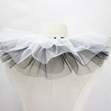 Women's Renaissance Tulle Ruffled False Collar Layered Black White Mesh Clown Choker Lace Up Victorian Neck Ruff Shawl Cosplay Props - Rear View