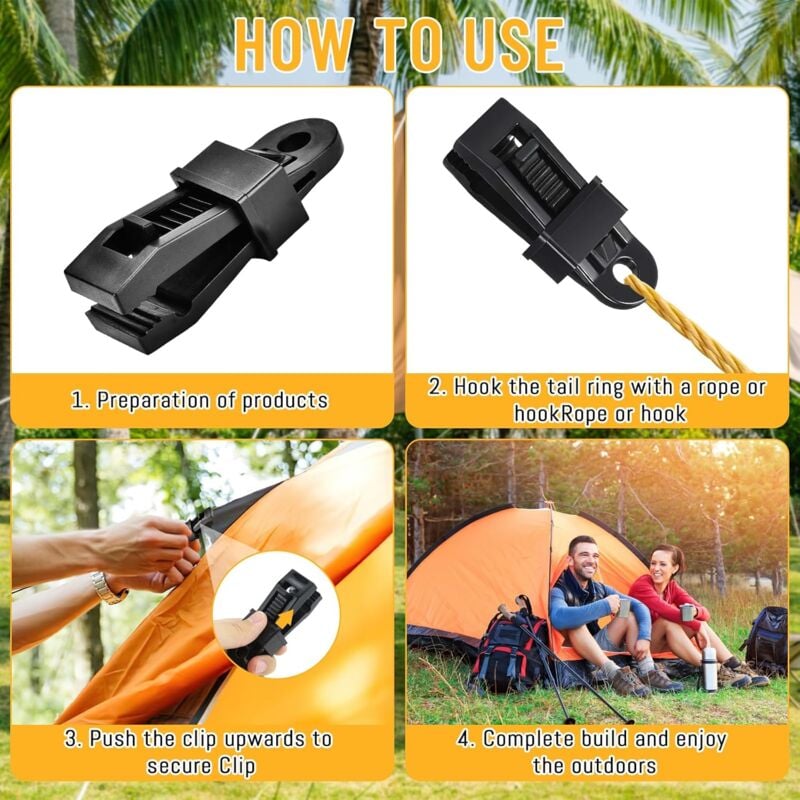 Tent Clamp, 15 pcs Tarpaulin Clamps, Tarpaulin Fastener, Black Heavy Duty Tarpaulin Clamps for Tents, Outdoor Camping, Awnings, Boat Covers, Banners