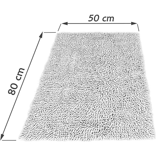 Bathroom Mat Chenille Dark Brown, Fluffy Bathroom Mat (50 x 80 cm) Coffee