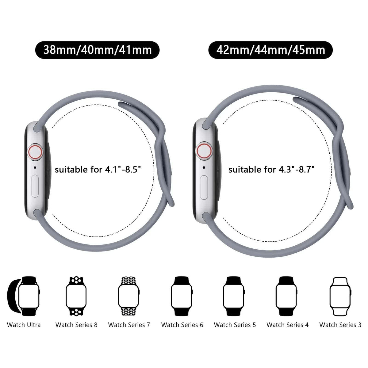 Soft Silicone Band for Apple Watch 8 7 6 5 4 3 SE Bracelet for IWatch Ultra 49mm 45mm 41mm 40mm 44mm 38mm 42mm Watch Smoky purple
