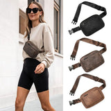Women's PU Leather Belt Bag Crossbody Waist Bag Travel Shoulder Bags Black