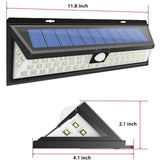 Solar Wall Light - 118 LED Solar Lamp 1000 Lumen Wall Light PIR Motion Sensor IP65 Waterproof Outdoor Garden..DEBUNS - Side View