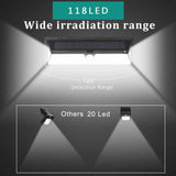 Solar Wall Light - 118 LED Solar Lamp 1000 Lumen Wall Light PIR Motion Sensor IP65 Waterproof Outdoor Garden..DEBUNS - Top-Down View