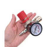 1/4\" Pressure Reducer for Compressed Air, Pressure Reducer, 4 Holes with Gauge for Compressor