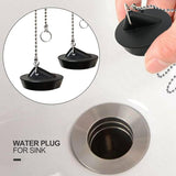 Rubber Sink Stopper with Ball Chain, Universal Stainless Steel Sink Stopper with Hook for Sink or Bathtub - Side View