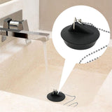 Rubber Sink Stopper with Ball Chain, Universal Stainless Steel Sink Stopper with Hook for Sink or Bathtub - Top-Down View